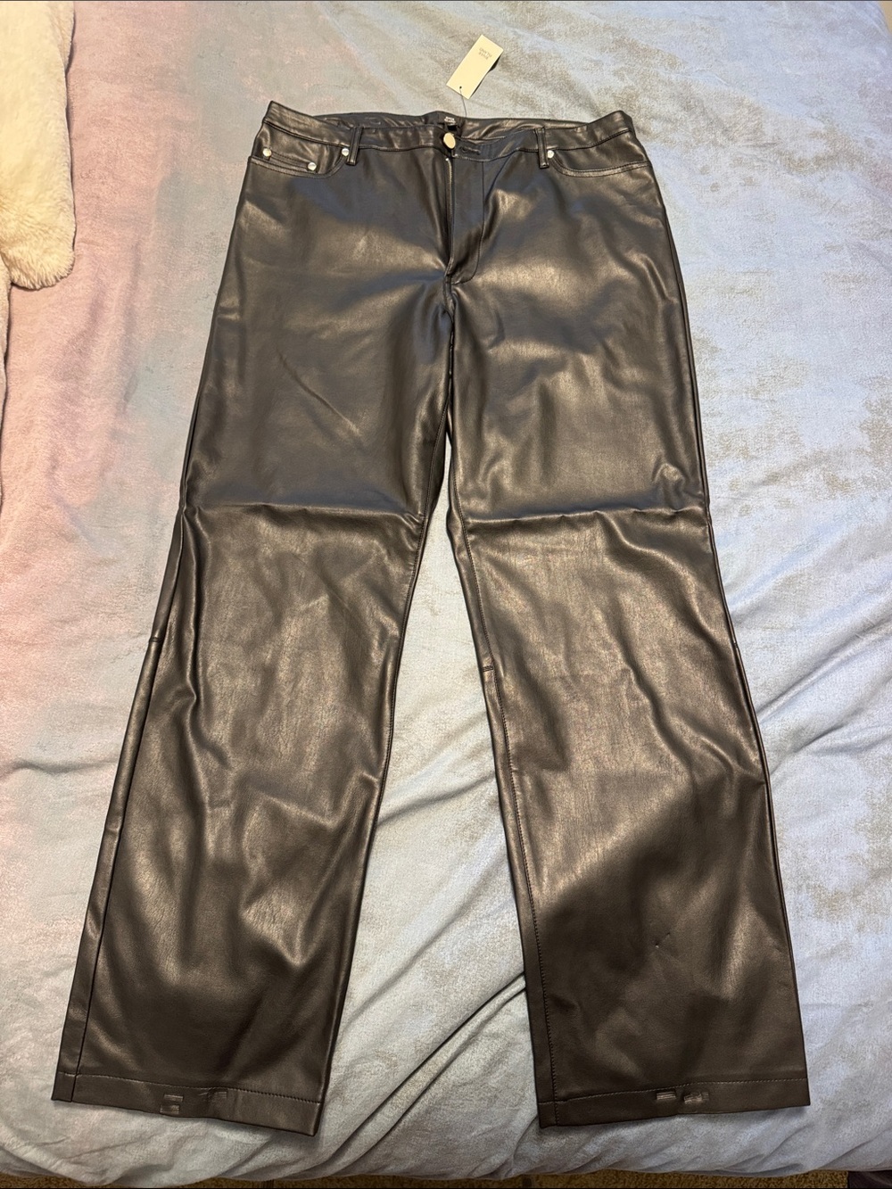 River Island Black Faux Leather Straight Leg Pants